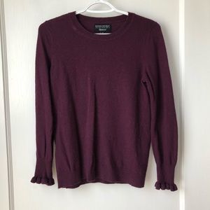 Banana republic maroon sweater with ruffle sleeves
